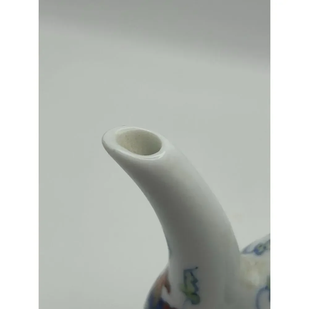 Lovely Vintage Chinese Blue White Porcelain Donut-Shaped Teapot.